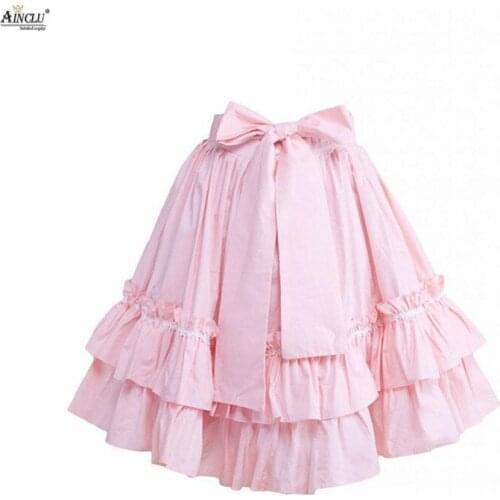 Ainclu XS To XXL Free Shipping Cemavin Womens Girls Hot Selling Cotton Ruffles Bow Pink Sweet Casual Cake Lace Lolita Skirt