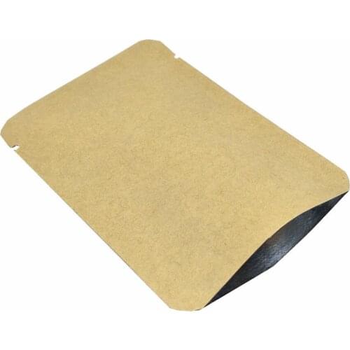 Aluminum Mylar Foil Open Top Vacuum Packing Bags Heat Sealing Brown Kraft Paper Storage Pouches Coffee Powder Candy Food Packet