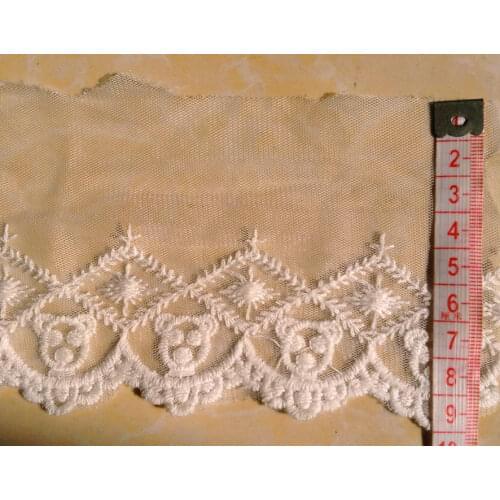 FREE SHIPPING 9cm high quality white exquisite cotton embroidery net lace trims,soft net and luxurious embroidery,XERY180h