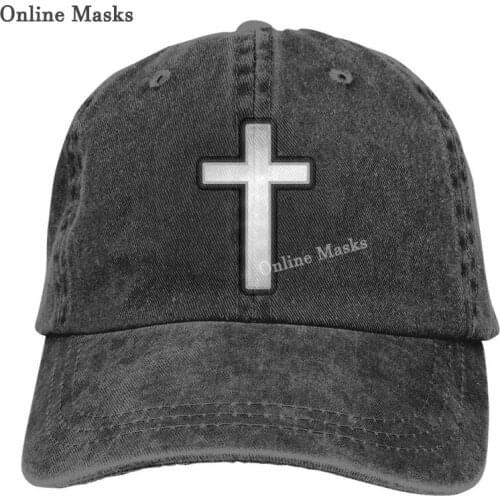 Christian Cross Denim Baseball Caps Hat Adjustable Cotton Sport Strap Cap for Men Women