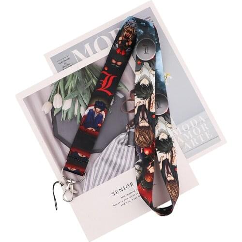ZF3083 1pcs Death Note Cartoon Key Chain Lanyard Gifts For Child Students Friends Phone USB Badge Holder Necklace