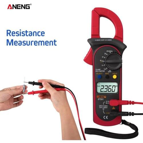ANENG ST201 Digital Clamp Multimeter Ammeter Transistor Tester Voltage Tester Red Color