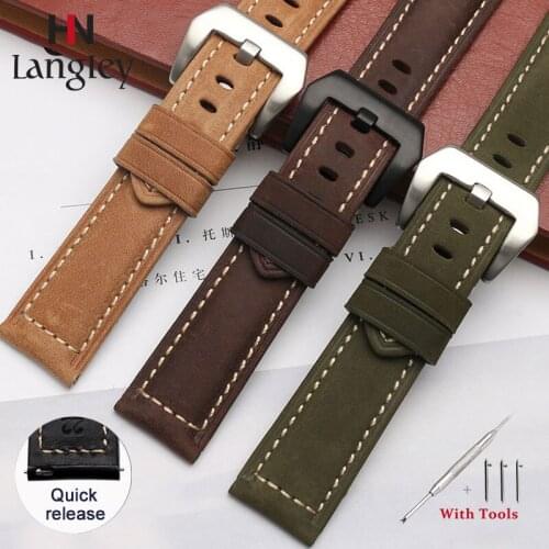 Crazy Horse Genuine Leather Strap For Samsung Gear S2 S3 Watch Quick Release Steel Pin Buckle Calfskin Smart Watchband 20mm 22mm