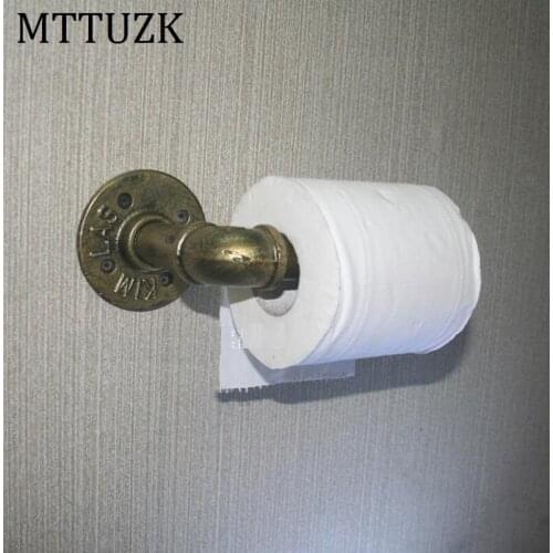 MTTUZK Antique,Brown,Black Iron Pipe Toilet Paper Holder Industrial Retro Style Toilet Paper Holders Wall Mounted Roller Holder