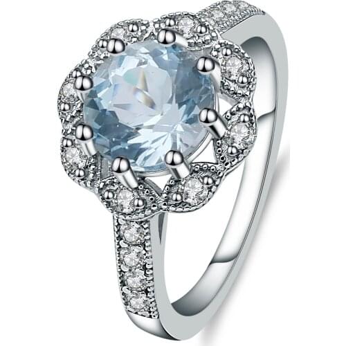 Gems Ballet 925 Sterling Silver Vint ge Engagement Ring 2.58Ct Natural Sky Blue Topaz Gemstone Ring For Women Fine Jewelry