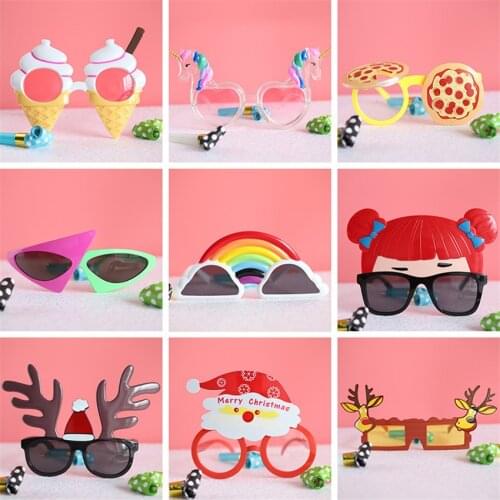 Happy Birthday Glasses Photo Booth Props For Birthday Party Kids dress up toys Funny Party Sunglasses Supplies Santa Elk Glasses
