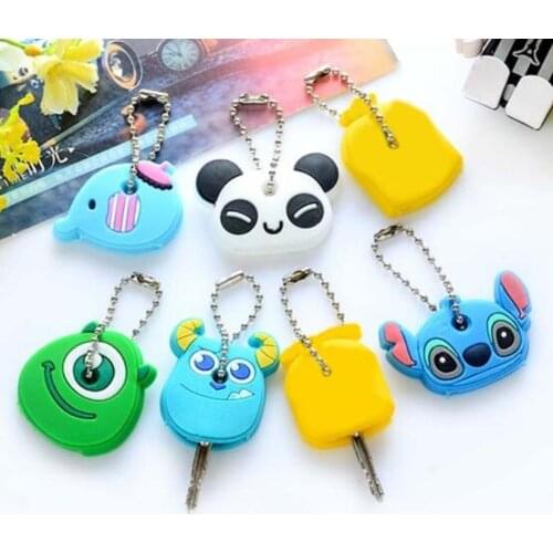Hot Sale 1PC Key Top Cover Cap Topper Keyring Fashion Cute Animal Multi Color Soft Plastic Key Cover for House Room Box Keys