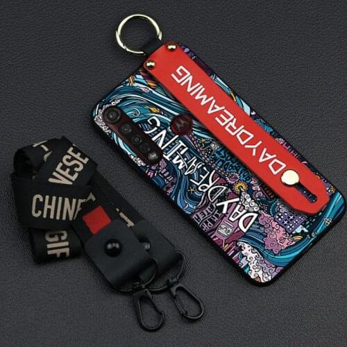 Dirt-resistant Lanyard Phone Case For MOTO G8 Plus Silicone Delicate Painted Anti-knock Shockproof Fashion Design Phone Holder
