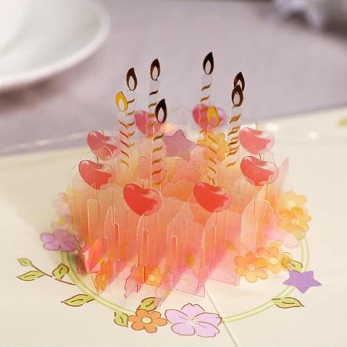 3D Crystal Cake Greeting Card Birthday Cake Birthday Greeting Card with Mini Transparent Clear Birthday Cake for Girlfriend, Fam