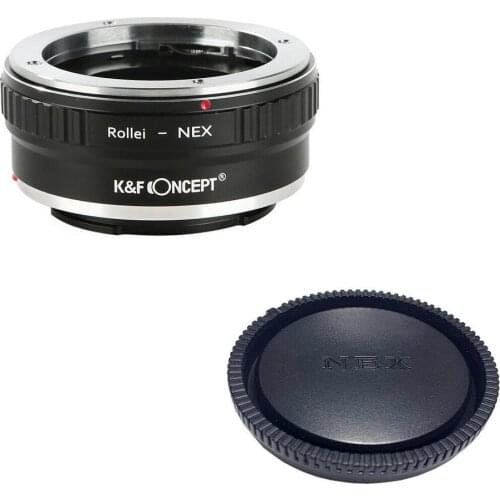 K&F adapter with lens cap for Rollei QBM mount to Sony E-Mount Camera NEX A7R2 A7R3 A7M3 A7M2 a5000 a6000 a6500 a6300 a6400