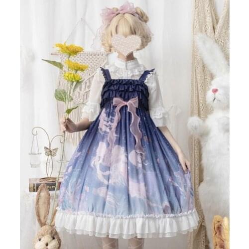 Kawaii Lolita dress Sleeveless JSK Ocean Song elegant sweet Cosplay Costume Gothic Retro Strap Tulle Dress Tea Party dress