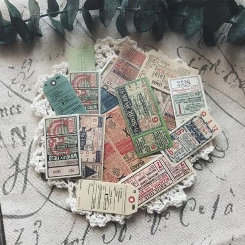 KLJUYP 22pcs Retro ticket Paper Stickers for Scrapbooking Happy Planner/Card Making/Journaling Project