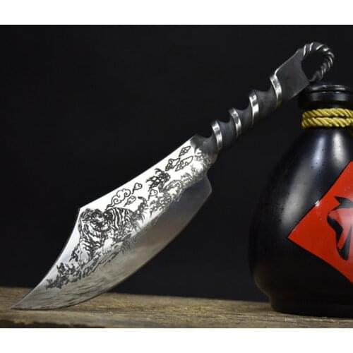 Stainless Steel Bone Knife Handmade Forged Chinese Kitchen Knife Super Sharp Retro Tea Knife Meat Cleaver Kitchen Tools