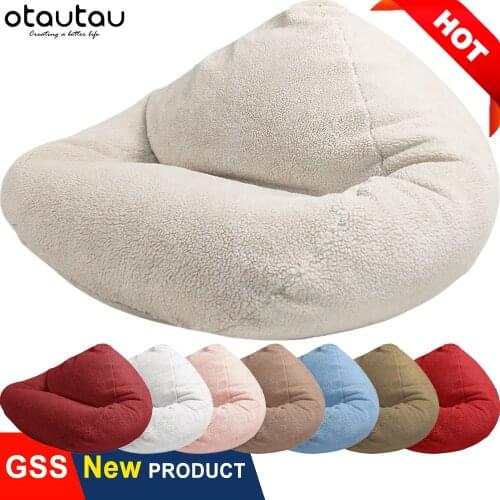 OTAUTAU Big XXL Cashmere Bean Bag Chair with Filling Stuffed Giant Pouf Ottoman Seat Beanbag Futon Puff Relax Lounge Furniture