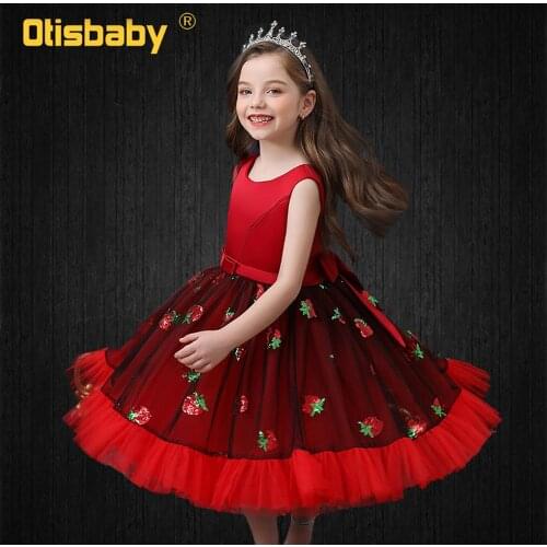Summer Strawberry Dresses for Girls Toddler Sequin Tutu Dress Princess Birthday Girl Party Dress Cute Clothes for Teen Girls