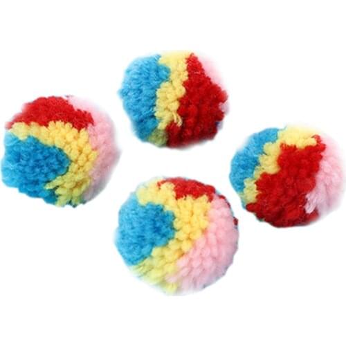 Cat Favorite Toy Soft 1.5 Inch Colorful Plush Cat Pompom Ball Kitten Play Ball Fluffy Soft Pompom Plush Poms Ball Sewing Craft