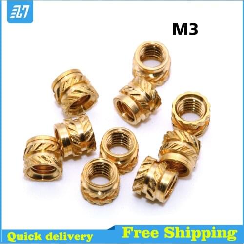 M3 Brass Heating Molding Nut Copper Thread Inserts Nut SL-type Double Twill Knurled Injection For 3D Printing