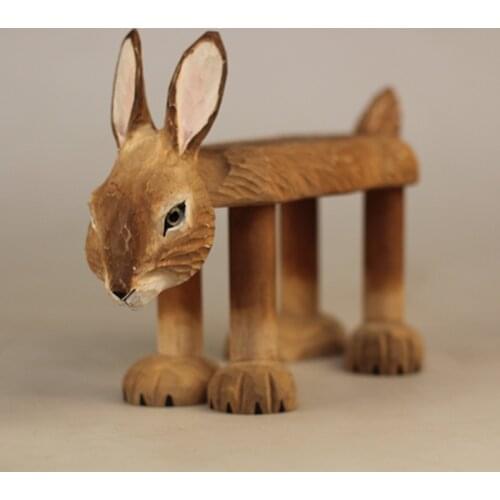 Solid Wood Cute Bunny Shoes Stool Ornaments Seat Rabbit Animal Shaped Wooden Chair for Baby Kids 1-3 Years Designer Furniture