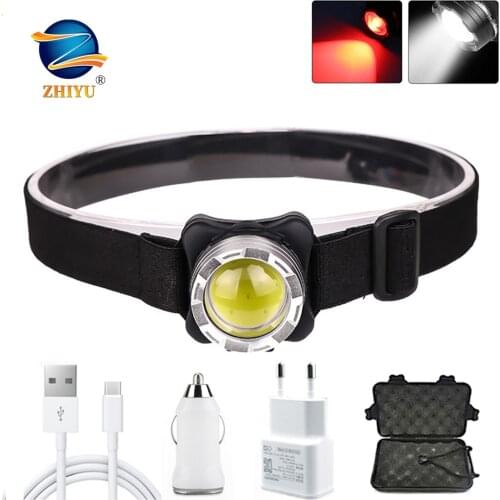 Powerful LED Headlight Headlamp Portable COB Head Lamp Torch Head Light USB Rechargeable Built-in Battery For Camping Fishing