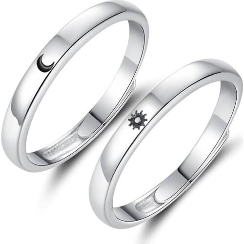 2Pcs Sun and Moon Couple Ring for Women Fashion Engagement Wedding Rings Set Exquisite Jewelry Gift