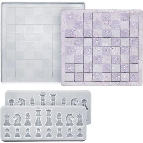 Chess Silicone Mold Set,Chess Board Resin Casting Mould and 3D Chess Resin Molds for DIY Crafts Making,Family Board Game