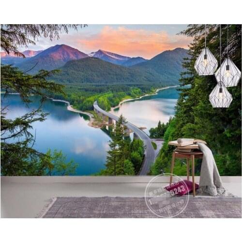 Custom mural photo 3d wallpaper scenery of the small bridge of the forest tree painting 3d wall murals wallpaper for walls 3 d