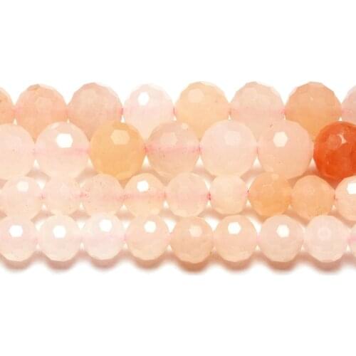 Natural Hard Faceted Pink Aventurine Round Loose Beads Strand 6/8MM For Jewelry DIY Making Necklace Bracelet