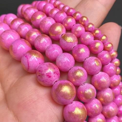 Natural Stone Fuchsia Lapis Lazuli Jades Beads For Jewelry Making Diy Bracelet Necklace Round Loose Spacer Beads 4 6 8 10mm 15"
