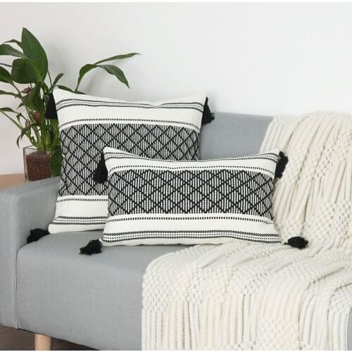 Tassels Cushion Cover 45x 45cm/30x50cm yellow Pillow Cover Handmade Square Home Decoration for living Room Bed Room Zip Open