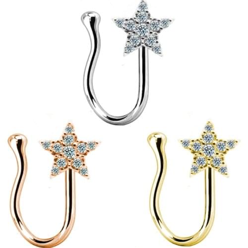 Non Piercing Jewelry hot sale star nose cuff cute star clip on nose rings Non Piercing nose clip Body Jewelry