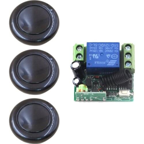 New Black 315/433Mhz Wireless Remote Control Switch DC 12V 1CH Relay Receiver Module and 3pcs Transmitter Remote Controls