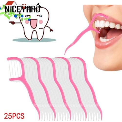 NICEYARD Disposable Oral Care Toothpicks Interdental Brush Dental Floss Toothpick Plastic Tooth Picks 25pcs/pack Teeth Cleaning