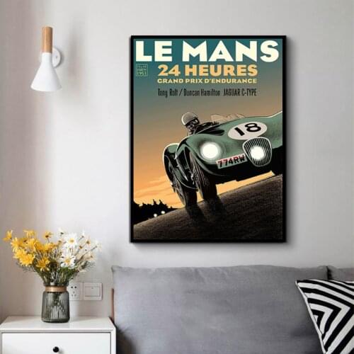 High Definition Printing 24 Hours Of Le Mans Sports Car Poster Painting Nordic Wall Art Picture Living Room Bedroom Home Decorae
