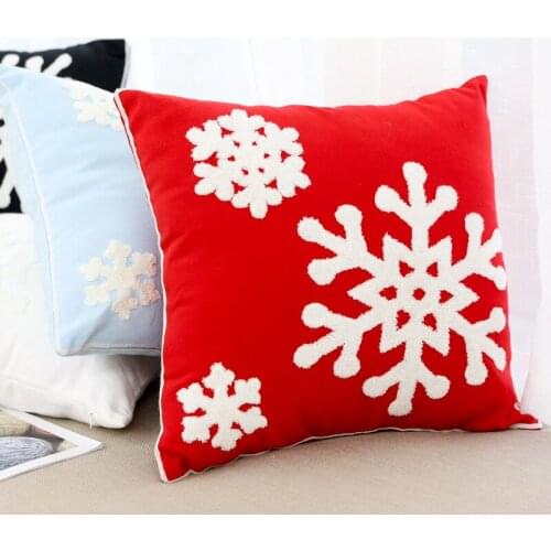 BEI Modern simple pillow 3D embroidery snowflake cushion cover back pillow car European sofa all cotton pillowcase home decorate