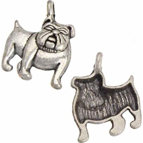 Charms Bracelets Necklaces Keychains DIY Crafts Handmade Jewelery Fittings Metal Bulldog Single Silver Plated 17x13mm 50pcs/bag