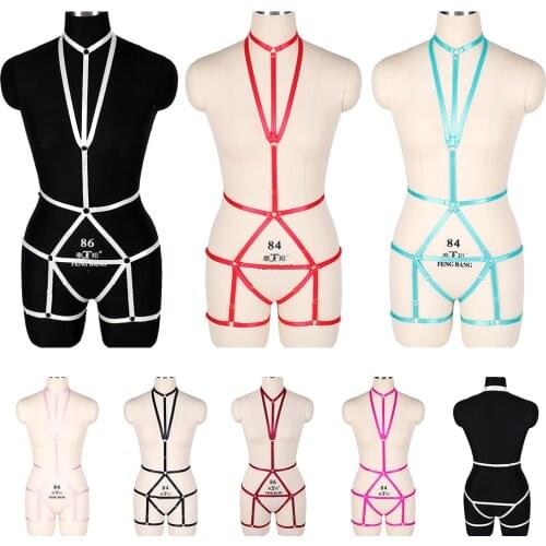 Body Harness Garters Set Halloween Goth Sexy Lingerie Bondage Harness Elastic Harness Cage Bra Wedding Leg Garter Belt for Women
