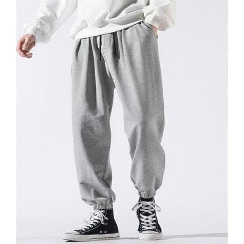 Plus Size Casual Men Sweatpants 2021 Spring Drawstring Elastic Waist Outdoor Sport Pants Solid Comfortable Male Loose Trousers