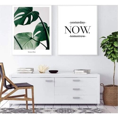 Nordic Green Leaf Plant Canvas Painting Modern Prints Art Posters Quotes Wall Art Pictures Living Room Unframed Botanical Poster