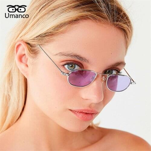 Umanco 2021 New Eleven Colorful Oval Sunglasses For Women Men Alloy Frame Acrylic Lens Fashion Brand Street Photography Gifts