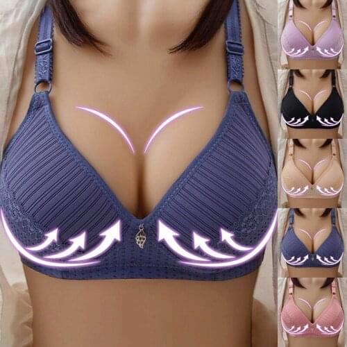 Women Plus Size Soft Cup Gathered Adjustment Bra Lace Sexy Thin Bra 80B-100C