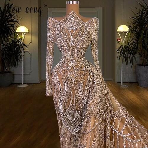 Luxury Crystal Long Prom Dress Sparkly Mermaid EVening Dresses Dubai Saudi Vestido De Novia Birthday Party Wear 2021 NEW Custom