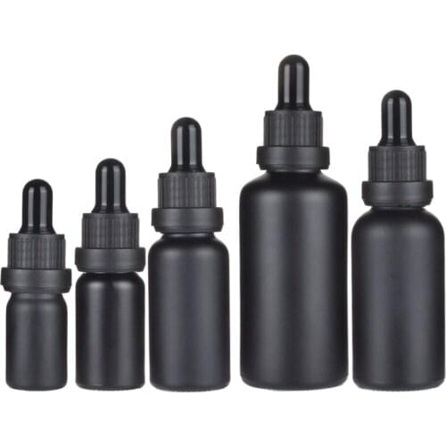 100ml 50ml 30ml 20ml 15ml 10ml 5ml frost black glass essential oil dropper bottle essential drop vials Cosmetic Containers