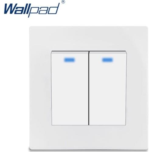 2 Gang 2 Way Switch With LED Indicator Wallpad Luxury White PC Panel Wall Light Switch Rocker Button 16A AC110~250V