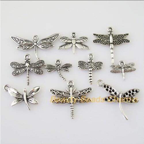 20Pcs Antiqued Silver Color DIY/Animal Dragonfly Mixed Charms Pendants