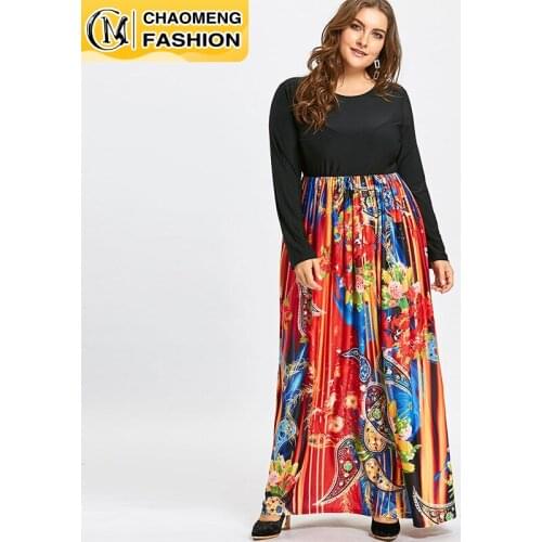 2021 New Fashion Print Floral Long Sleeve Plus Size Muslim For Women Turkey Islamic Clothing Maxi Casual Ramadan kaftan Dress