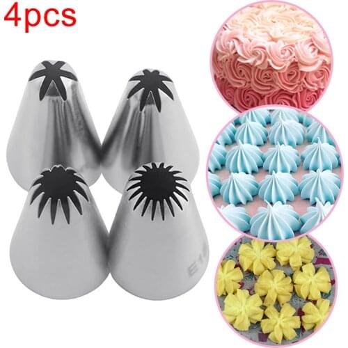 4PCS Cakes Decoration Set Cookies Supplies Russian Icing Piping Pastry Nozzle Stainless Steel Kitchen Gadgets Fondant Decor