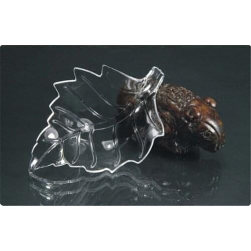 HONGYI 1 piece acrylic leaf shape crystal shrimp feeding food bowl basin tray container feeding pot for aquarium S/M/L size