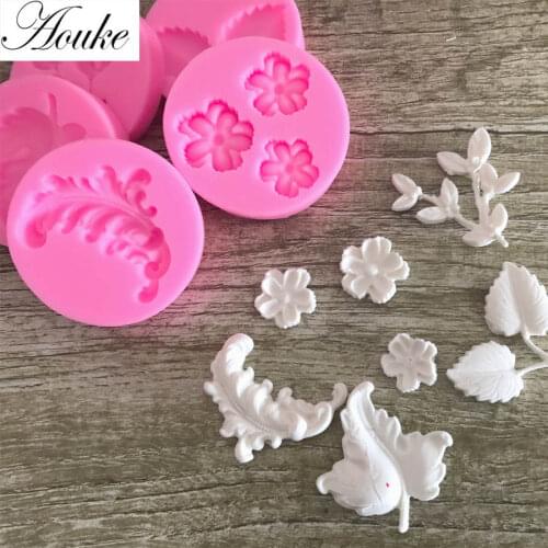 Aouke DIY Cake Baking Decoration Flower Leaf Silicone Mold Kitchen Baking Tools Chocolate Mold Plant Flower Leaf Silicone Mold