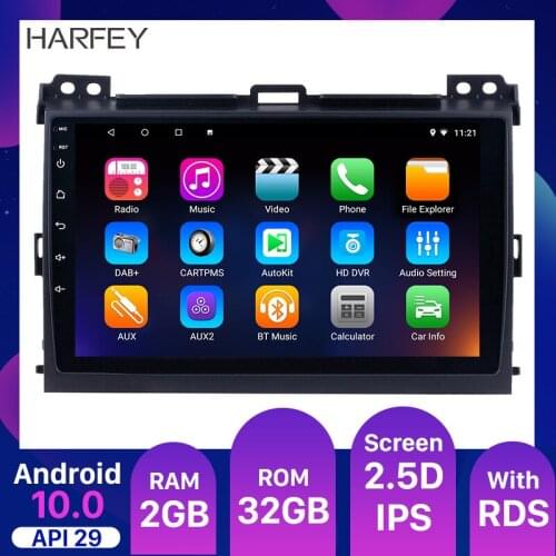 Harfey Car Multimedia 9inch Android 10.0 Car Radio GPS Unit Player tape record for 2004 2005 2006-2009 Toyota Prado Quad-core