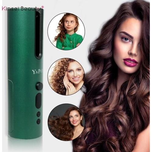 Wireless Automatic Hair Curler Rechargeable Rotating Curling Iron LED Display Temperature Adjustable Hair Rollers Styling Tools